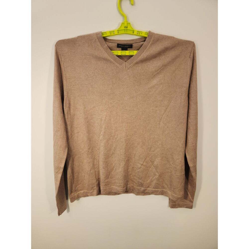 Banana Republic Sweater Mens Large Brown Long Sleeve Preppy Cashmere Silk